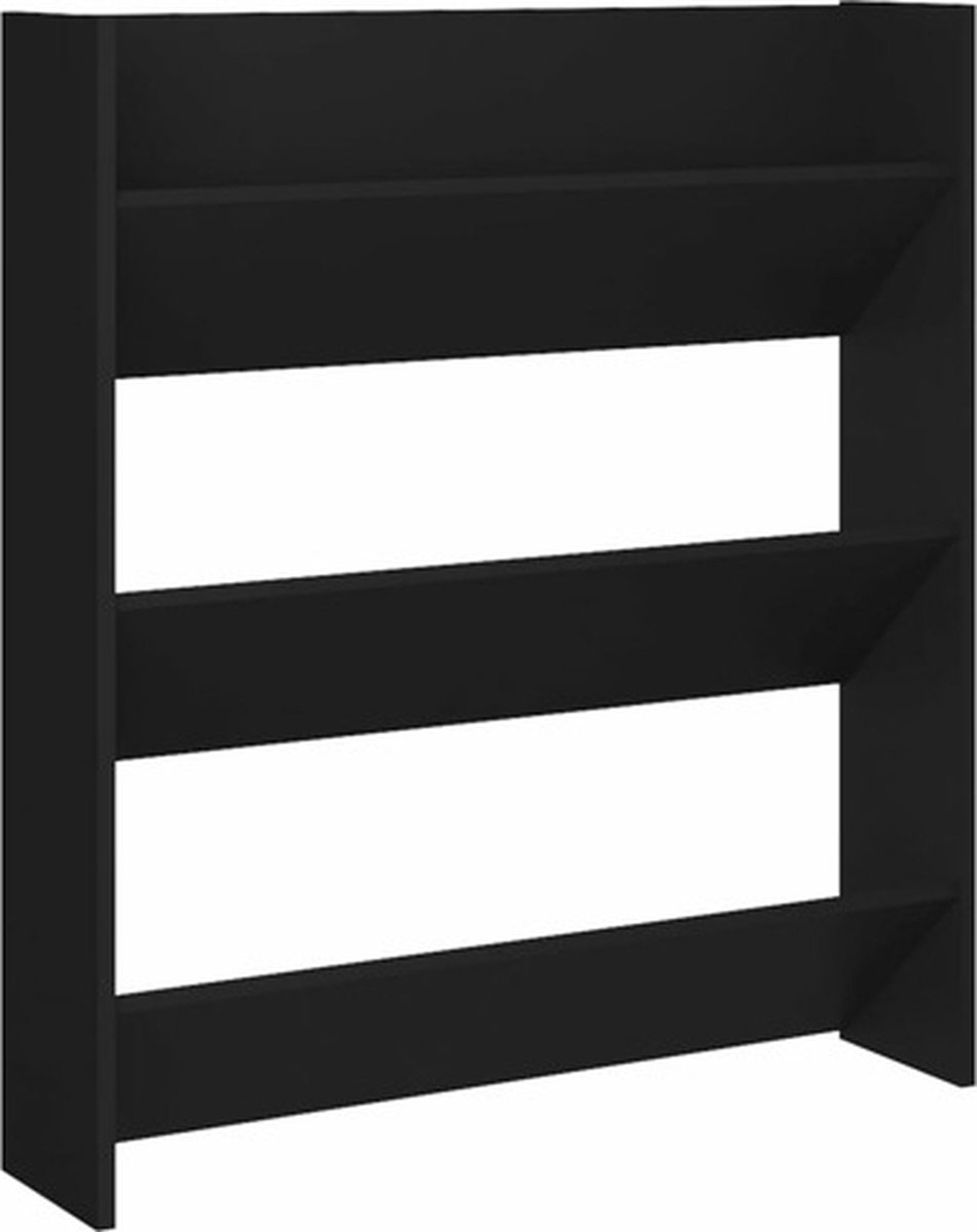 vidaXL Wandschoenenkast - 80x18x90 - cm - bewerkt - hout - zwart