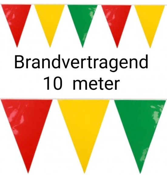Vlaggenlijn Rood/ Geel/ Groen Brandveilig, PVC, Brandvertragend, Versiering, 10 meter,... Vlaggenlijn Rood/ Geel/ Groen Brandveilig, PVC, Brandvertragend, Versiering, 10 meter,...