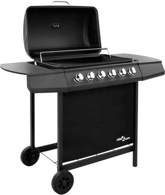 vidaXL Gasbarbecue met 6 branders zwart van VidaXL — afbeelding 3