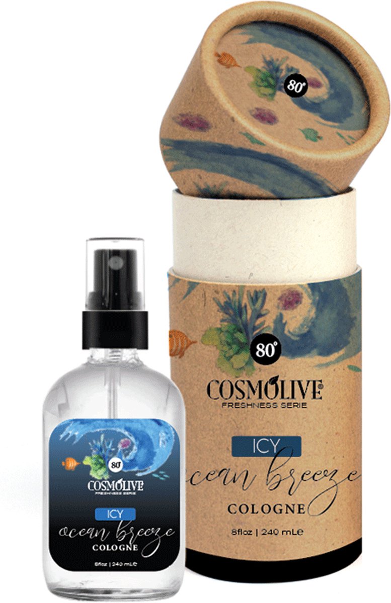 Cosmolive - Oceaan Wind - Eau de Cologne - 240 ml (Kolonya / Desinfectie / Aftershave) - Glas