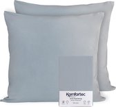 Komfortec Set van 2 Premium Jersey Kussenslopen 60x60 cm - Superzachte Kussenhoes – 100% Katoen – 150 g/m² - Grijs