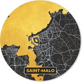 Muismat - Mousepad - Rond - Plattegrond – Saint-Malo – Stadskaart – Kaart – Frankrijk - 50x50 cm - Ronde muismat
