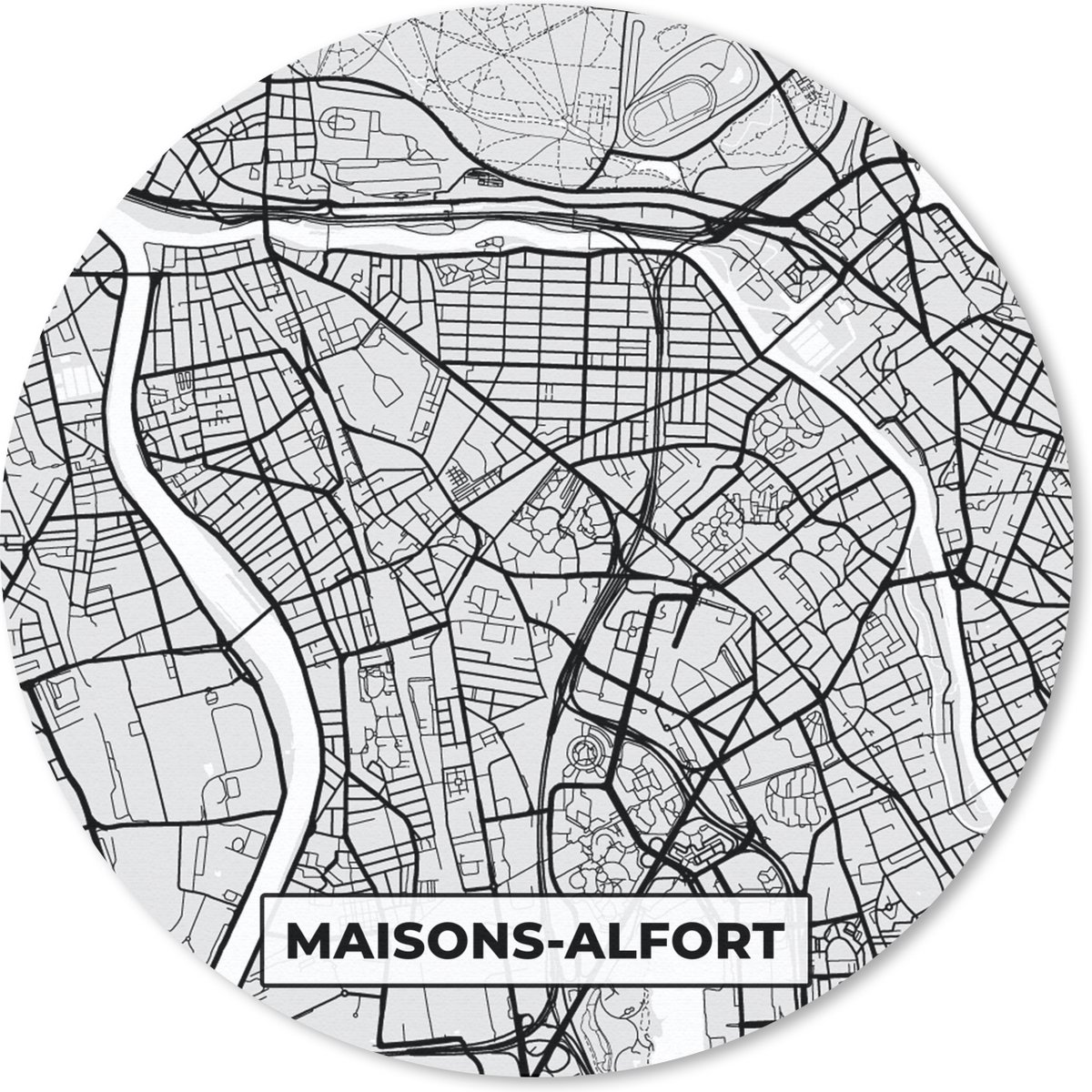 Muismat rond 30x30 cm - Mousepad Plattegrond - Kaart - Stadskaart - Frankrijk - Maisons-Alfort - Ronde muismatten - Stadskaart
