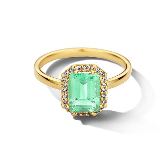 Ring Groen Amethist 1.75ct En Diamant 0.10ct H Si Halo