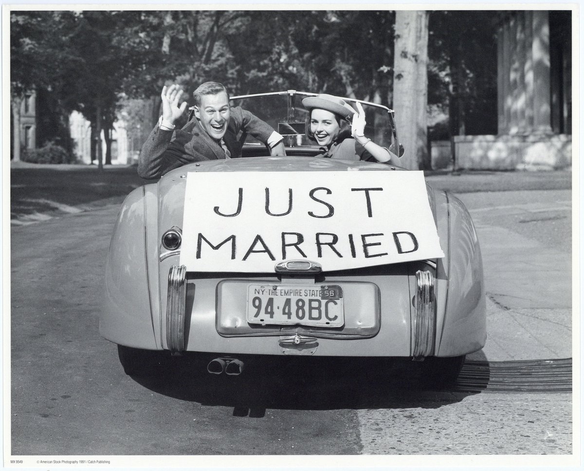 Catch Projecten Mini zwart-wit poster - Just Married - 24x30 cm