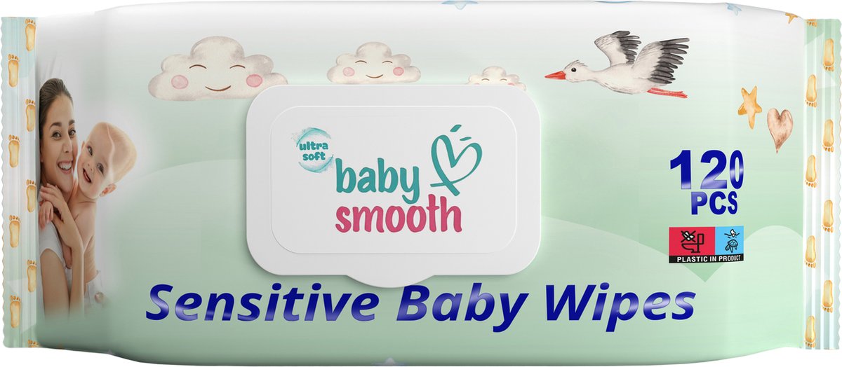 Goedkoopste 12 x 120pcs -Baby Smooth Sensitive 120pcs Baby Doekjes - billendoekjes - wet wipes.