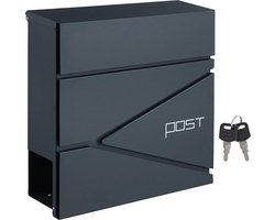 Hoppa! Brievenbus | Wandgemonteerde Brievenbus | Modern | Afsluitbaar | Met Krantenvak | Eenvoudige Montage | Zwart