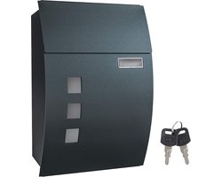 Hoppa! Brievenbus | Wandbrievenbus | Afsluitbaar | Met Kijkvensters | Naamplaathouder En Sleutels | Eenvoudige Montage | Antraciet