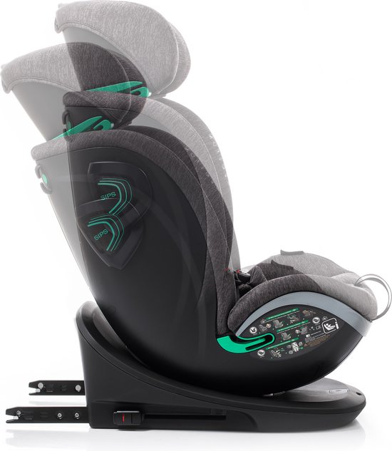 Babyauto Xperta i-Size Autostoel - 360° met Isofix - 40 tot 150cm - 0 tot 36kg - Tot 12 jaar - Kleur Grijs van BabyAuto — afbeelding 4