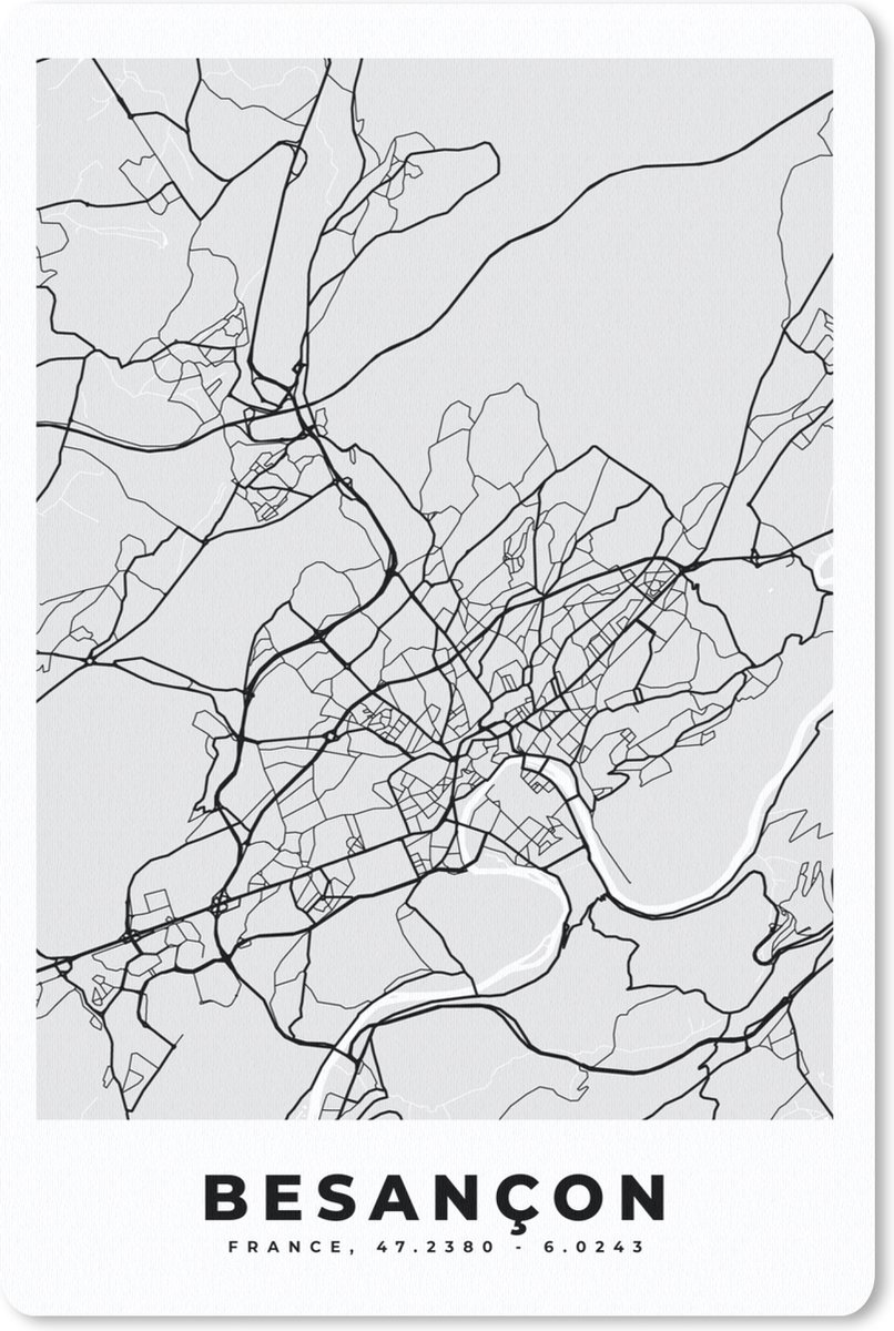 Muismat - Mousepad - Plattegrond - Kaart - Stadskaart - Frankrijk - Besançon - 40x60 cm - Muismatten