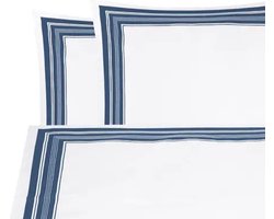 Luxe 2dlg dekbedovertrekset donker blauw wit gestreept 155x200 biokatoen