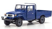 The 1:18 Diecast model of the Toyota Land Cruiser 40 4*4 Pick Up of 1980 in Blue. The manufacturer of the scalemodel is Kyosho.This model is only online available.