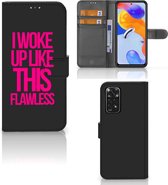 GSM Hoesje Xiaomi Redmi Note 11 Pro 5G/4G Bookcase met quotes Woke Up