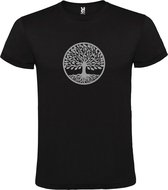 Zwart T shirt met print van " mooie Levensboom " print Zilver size XXXXXL