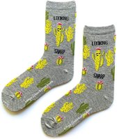 Sockston Socks - Small Green Cactus Socks - Gray - Grappige Sokken - Vrolijke Sokken