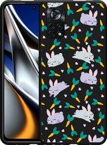 Xiaomi Poco X4 Pro Hoesje Zwart Funny Rabbit - Designed by Cazy