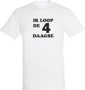 T-shirt Ik loop de 4 daagse |Wandelvierdaagse | vierdaagse Nijmegen | Roze woensdag | Wit | maat L