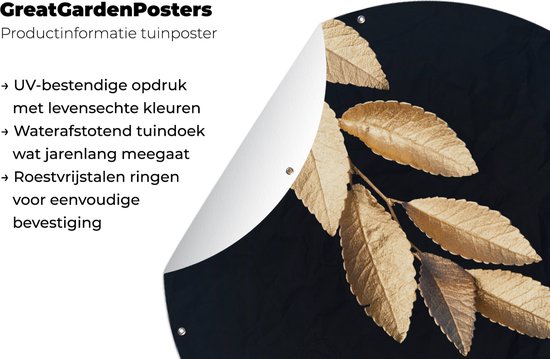 Garden Circle Leaves - Or - Citation - 150x150 cm - Affiche Ronde de Jardin - Extérieur
