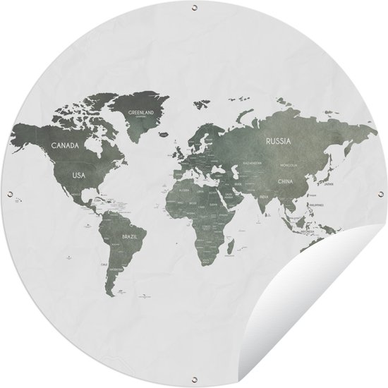 Tuincirkel Wereldkaart - Waterverf - Wereld - Tuinposter