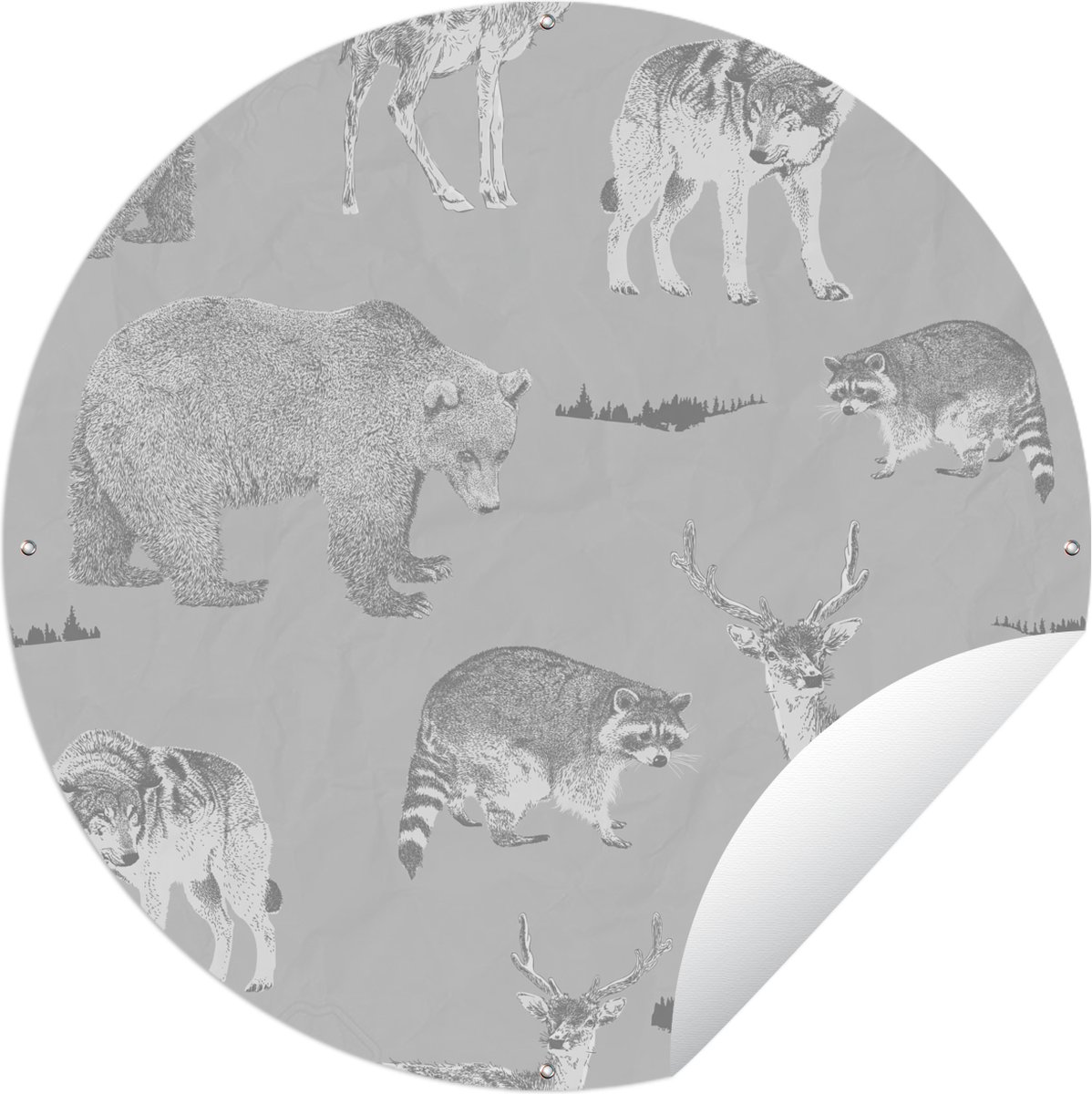 Papier Peint Forêt Avec Des Animaux De La Forêt Bleu Foncé Et Beige 53 Cm X 10 05 M Estahome 86844853
