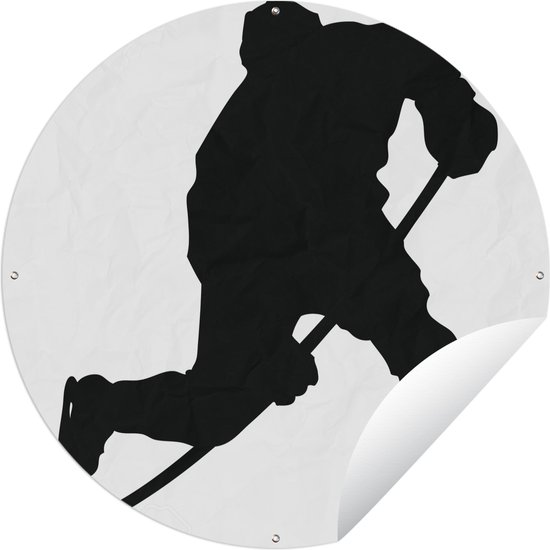 Tuincirkel Een dribbelende ijshockeyer in een illustratie - 60x60 cm - Ronde Tuinposter - Buiten