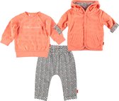 BESS - kledingset - 3delig - sweater oranje - broek wit zigzag - sweater oranje  - Maat 62