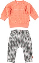 BESS - kledingset - 2delig - broek wit zigzag print - sweater oranje  - Maat 62