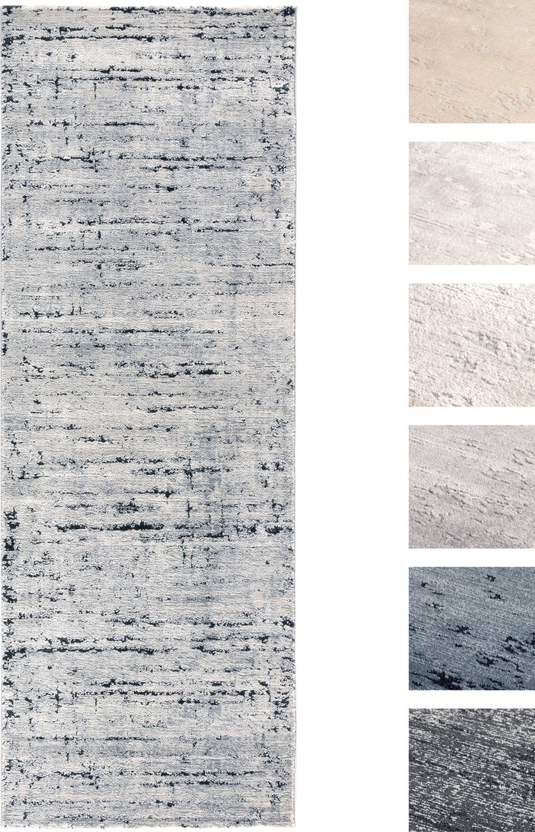 Modern Laagpolig Vloerkleed – 80 X 300 cm – Grijs – Premium Woonkamer Tapijt – Geschikt vo