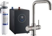 3in1 Multi -Tap Filtrete kokend water kraan & 3M waterfilter - L-uitloop- RVS