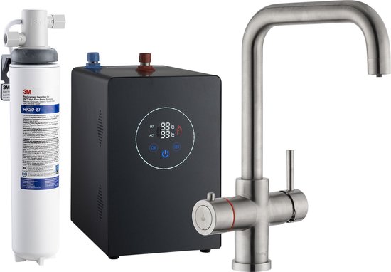 Robinet d'eau bouillante Multi-Tap 3 en 1 avec chaudière et filtre à eau  3M, bec en L... | bol.com