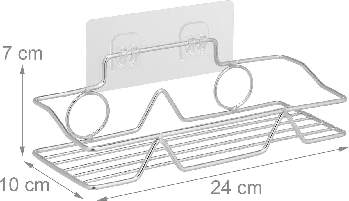 Relaxdays 2x doucherek zonder boren rvs shampoohouder douchecabine