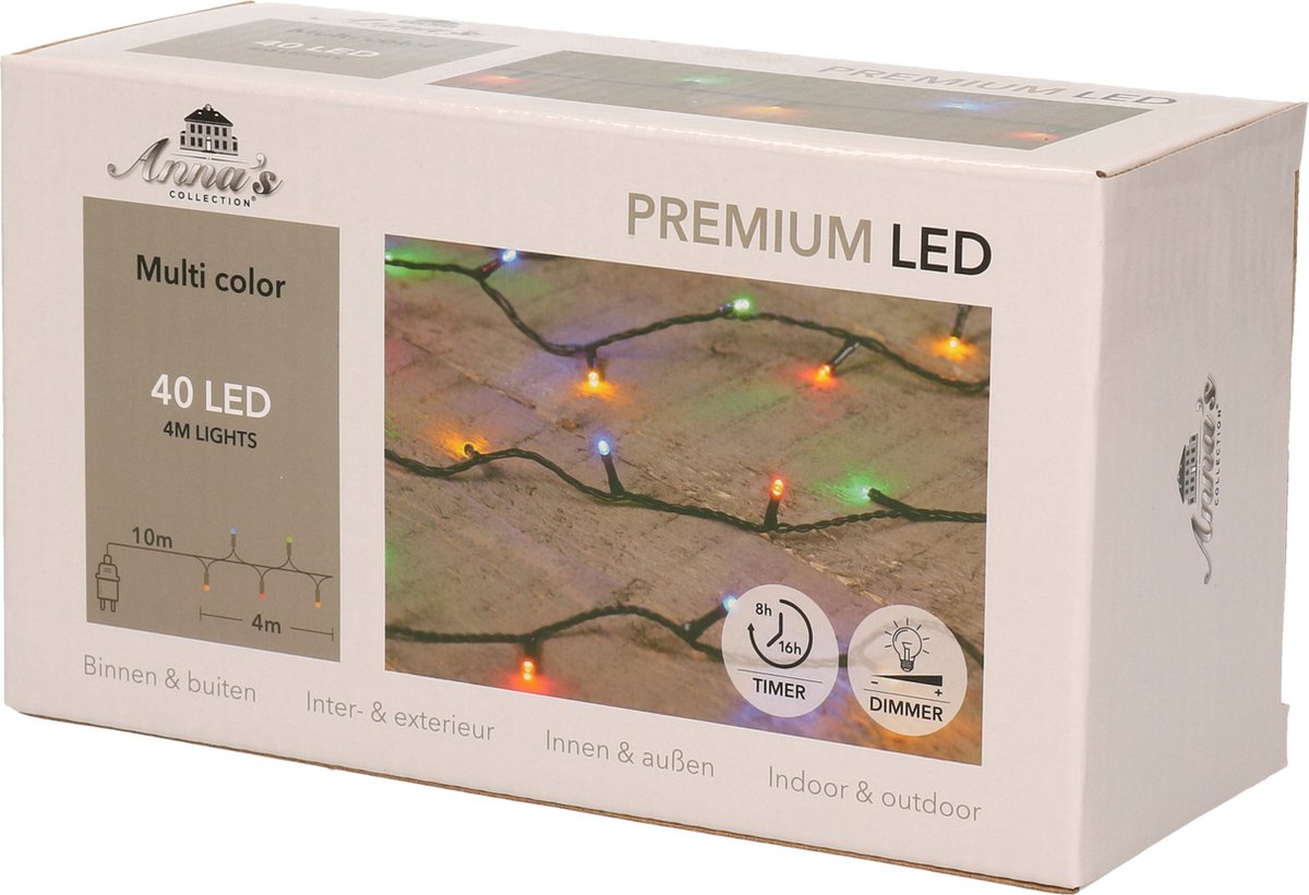 Anna's Collection Kerstverlichting - 40 leds - gekleurd - 4 meter - voor buiten en binnen