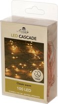 Cascade draadverlichting lichtsnoer met 100 lampjes classic warm wit met 10 lichtdraden - op batterijen - kerstverlichting