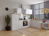 Hoekkeuken 280  cm - complete keuken met apparatuur Malia  - Wit/Wit - soft close - keramische kookplaat - vaatwasser - afzuigkap - oven    - spoelbak