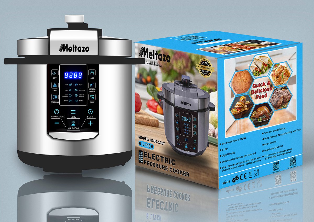 MELTAZO Multicooker, 6L, 14-in-1 Elektrische Snelkookpan met LED Touch Screen, Pressure Cooker Electrisch, Electric Pressure Cooker, Multicuiseur, Multi cooker, Rijstkoker, Yoghurtmaker, Slowcooker, Soepmaker, Stomer (RVS/Zwart) – foto 8