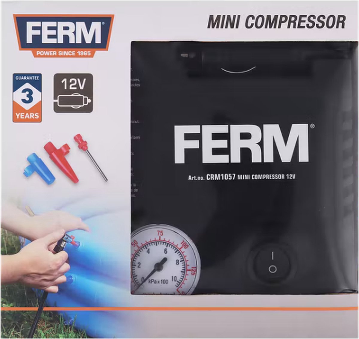 FERM - Mini compressor - 10 Bar - 12 Volt