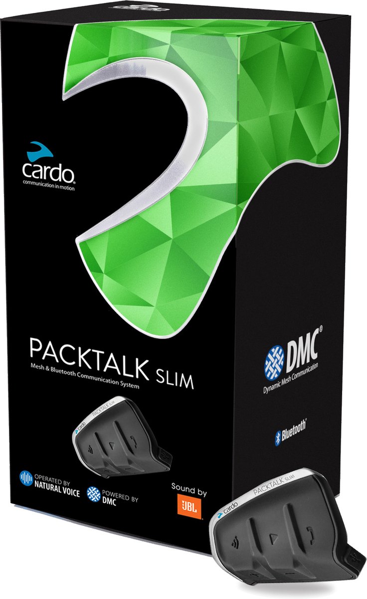 Cardo Packtalk Slim Single JBL - Motor communicatiesysteem - Bluetooth - 1200 Meter - 1 Stuk(s)