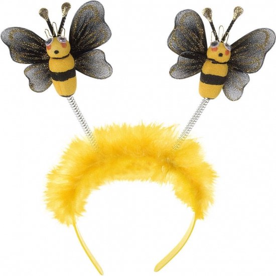 2x stuks bijen diadeem/haarband voor volwassenen - Verkleed accessoires bijenpak/kostuum/jurk - Widmann