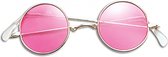 Hippie / flower power bril roze - Party bril verkleed accessoire voor volwassenen