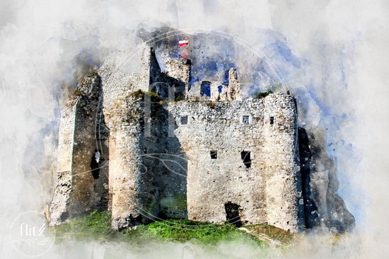 Production 100% néerlandaise! │ Peinture de diamants │ Aquarelle Kasteel Délabré │ Taille 75 x 50 cm │ Peinture de diamants Forfait Mature │ Full Cover │ Carré │ Full │ Flitzz Peinture de diamants