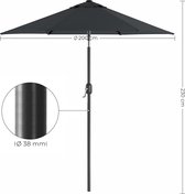 SONGMICS Parasol 200 cm, parasol de marché, parasol de jardin, protection UV jusqu'à UPF 50+, mât et baleines de parasol en métal, pliable, sans support, pour terrasse et balcon, gris GPU202G01