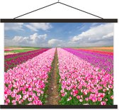 Porte-affiche avec affiche - Affiche scolaire - Tulipes - Soleil - Printemps - 60x45 cm - Lattes noires