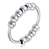 Anxiety Ring - Stress Ring - Fidget Ring - Anxiety Ring For Finger - Draaibare Ring Dames - Fidget Toys - Spinner Ring - Zilverkleurig RVS - (15.25mm / maat 48)