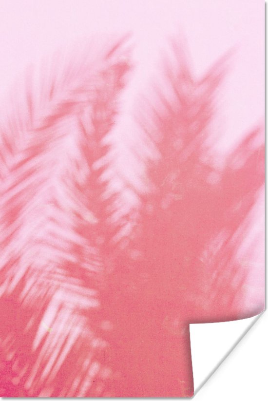Poster Planten - Bladeren - Roze - 80x120 cm