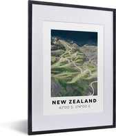 Fotolijst incl. Poster - Nieuw Zeeland - Strand - Bergen - Groen - 30x40 cm - Posterlijst