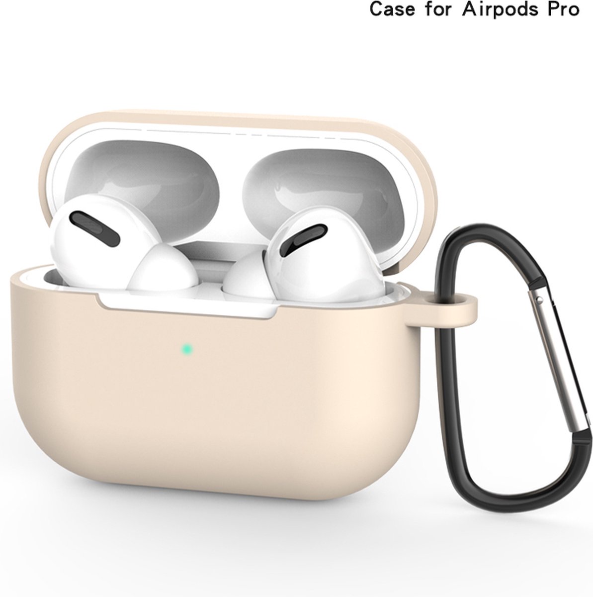 Apple AirPods Pro Hoesje in het Beige met Clip - TCH - Siliconen - met Haak - Case - Cover - Soft Case - Onepiece