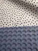 Deken voor kinderwagen of mozes mandje - zwart witte dotsmotief katoen - jeans wafelstof - 60 x 80 cm