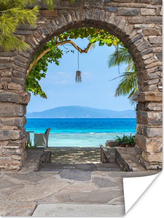 Affiche Plage - Mer - Tropical - Été - Vue à travers - 30x40 cm