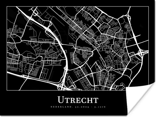 Poster Plattegrond - Stadskaart - Utrecht - Kaart - 120x90 cm