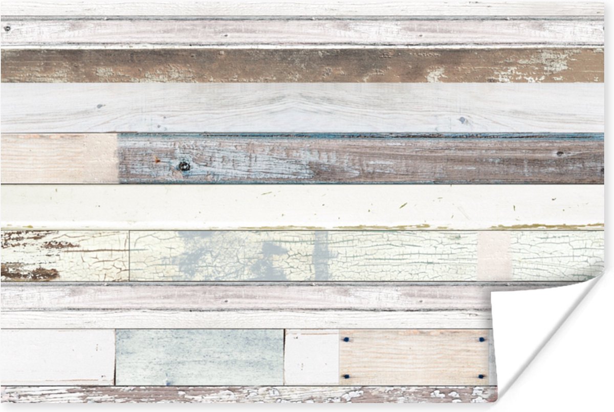 Poster Hout - Planken - Wit - 30x20 cm